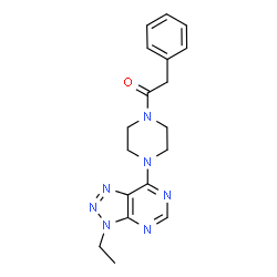 ChemSpider 2D Image | 1-[4-(3-Ethyl-3H-[1,2,3]triazolo[4,5-d]pyrimidin-7-yl)-1-piperazinyl]-2-phenylethanone | C18H21N7O