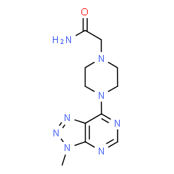 ChemSpider 2D Image | 2-[4-(3-Methyl-3H-[1,2,3]triazolo[4,5-d]pyrimidin-7-yl)-1-piperazinyl]acetamide | C11H16N8O