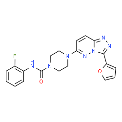 ChemSpider 2D Image | N-(2-Fluorophenyl)-4-[3-(2-furyl)[1,2,4]triazolo[4,3-b]pyridazin-6-yl]-1-piperazinecarboxamide | C20H18FN7O2