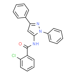 ChemSpider 2D Image | 2-Chloro-N-(1,3-diphenyl-1H-pyrazol-5-yl)benzamide | C22H16ClN3O