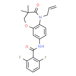 ChemSpider 2D Image | N-(5-Allyl-3,3-dimethyl-4-oxo-2,3,4,5-tetrahydro-1,5-benzoxazepin-8-yl)-2,6-difluorobenzamide | C21H20F2N2O3