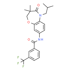 ChemSpider 2D Image | N-(5-Isobutyl-3,3-dimethyl-4-oxo-2,3,4,5-tetrahydro-1,5-benzoxazepin-8-yl)-3-(trifluoromethyl)benzamide | C23H25F3N2O3