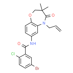 ChemSpider 2D Image | N-(5-Allyl-3,3-dimethyl-4-oxo-2,3,4,5-tetrahydro-1,5-benzoxazepin-7-yl)-5-bromo-2-chlorobenzamide | C21H20BrClN2O3