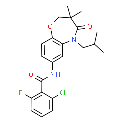 ChemSpider 2D Image | 2-Chloro-6-fluoro-N-(5-isobutyl-3,3-dimethyl-4-oxo-2,3,4,5-tetrahydro-1,5-benzoxazepin-7-yl)benzamide | C22H24ClFN2O3