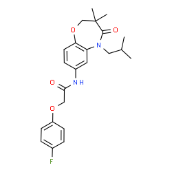 ChemSpider 2D Image | 2-(4-Fluorophenoxy)-N-(5-isobutyl-3,3-dimethyl-4-oxo-2,3,4,5-tetrahydro-1,5-benzoxazepin-7-yl)acetamide | C23H27FN2O4