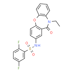 ChemSpider 2D Image | N-(10-Ethyl-11-oxo-10,11-dihydrodibenzo[b,f][1,4]oxazepin-2-yl)-2,5-difluorobenzenesulfonamide | C21H16F2N2O4S