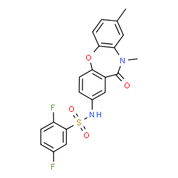 ChemSpider 2D Image | N-(8,10-Dimethyl-11-oxo-10,11-dihydrodibenzo[b,f][1,4]oxazepin-2-yl)-2,5-difluorobenzenesulfonamide | C21H16F2N2O4S