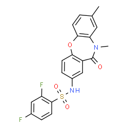 ChemSpider 2D Image | N-(8,10-Dimethyl-11-oxo-10,11-dihydrodibenzo[b,f][1,4]oxazepin-2-yl)-2,4-difluorobenzenesulfonamide | C21H16F2N2O4S