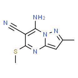 ChemSpider 2D Image | 7-amino-2-methyl-5-(methylthio)pyrazolo[1,5-a]pyrimidine-6-carbonitrile | C9H9N5S