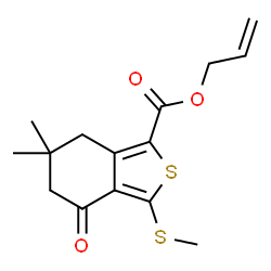 ChemSpider 2D Image | allyl 6,6-dimethyl-3-(methylthio)-4-oxo-4,5,6,7-tetrahydrobenzo[c]thiophene-1-carboxylate | C15H18O3S2