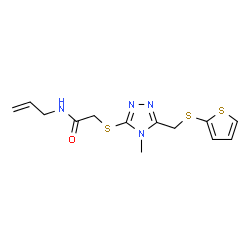 ChemSpider 2D Image | N1-allyl-2-({4-methyl-5-[(2-thienylthio)methyl]-4H-1,2,4-triazol-3-yl}thio)acetamide | C13H16N4OS3