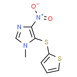 ChemSpider 2D Image | 1-methyl-4-nitro-5-(2-thienylthio)-1H-imidazole | C8H7N3O2S2