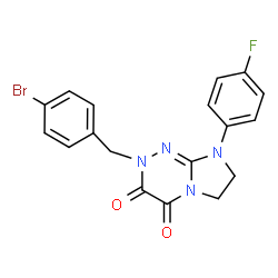 ChemSpider 2D Image | 2-(4-Bromobenzyl)-8-(4-fluorophenyl)-2,6,7,8-tetrahydroimidazo[2,1-c][1,2,4]triazine-3,4-dione | C18H14BrFN4O2