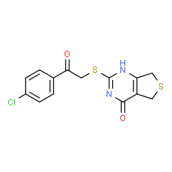 ChemSpider 2D Image | 2-{[2-(4-chlorophenyl)-2-oxoethyl]thio}-3,4,5,7-tetrahydrothieno[3,4-d]pyrimidin-4-one | C14H11ClN2O2S2