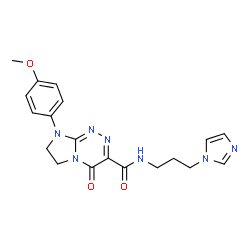 ChemSpider 2D Image | N-[3-(1H-Imidazol-1-yl)propyl]-8-(4-methoxyphenyl)-4-oxo-4,6,7,8-tetrahydroimidazo[2,1-c][1,2,4]triazine-3-carboxamide | C19H21N7O3