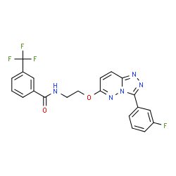 ChemSpider 2D Image | N-(2-{[3-(3-Fluorophenyl)[1,2,4]triazolo[4,3-b]pyridazin-6-yl]oxy}ethyl)-3-(trifluoromethyl)benzamide | C21H15F4N5O2