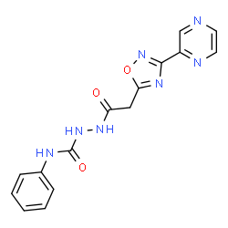 ChemSpider 2D Image | N-Phenyl-2-{[3-(2-pyrazinyl)-1,2,4-oxadiazol-5-yl]acetyl}hydrazinecarboxamide | C15H13N7O3