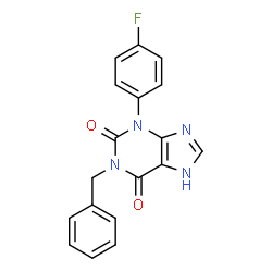 ChemSpider 2D Image | 1-Benzyl-3-(4-fluorophenyl)-3,7-dihydro-1H-purine-2,6-dione | C18H13FN4O2