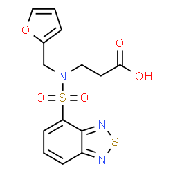 ChemSpider 2D Image | N-(2,1,3-Benzothiadiazol-4-ylsulfonyl)-N-(2-furylmethyl)-beta-alanine | C14H13N3O5S2