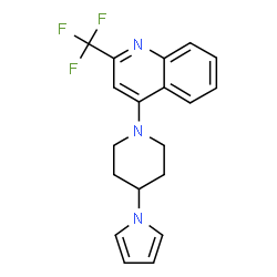 ChemSpider 2D Image | 4-[4-(1H-pyrrol-1-yl)piperidino]-2-(trifluoromethyl)quinoline | C19H18F3N3
