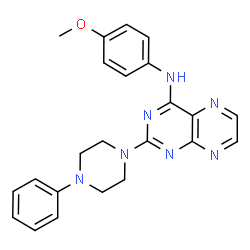 ChemSpider 2D Image | N-(4-Methoxyphenyl)-2-(4-phenyl-1-piperazinyl)-4-pteridinamine | C23H23N7O