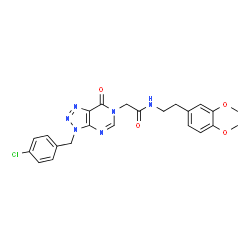 ChemSpider 2D Image | 2-[3-(4-Chlorobenzyl)-7-oxo-3,7-dihydro-6H-[1,2,3]triazolo[4,5-d]pyrimidin-6-yl]-N-[2-(3,4-dimethoxyphenyl)ethyl]acetamide | C23H23ClN6O4