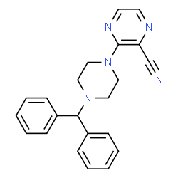 ChemSpider 2D Image | 3-(4-benzhydrylpiperazino)pyrazine-2-carbonitrile | C22H21N5
