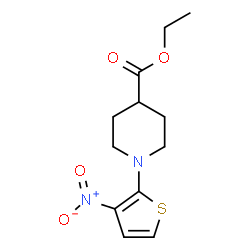 ChemSpider 2D Image | Ethyl 1-(3-nitro-2-thienyl)-4-piperidinecarboxylate | C12H16N2O4S