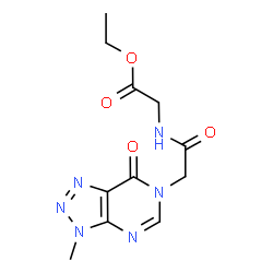 ChemSpider 2D Image | Ethyl N-[(3-methyl-7-oxo-3,7-dihydro-6H-[1,2,3]triazolo[4,5-d]pyrimidin-6-yl)acetyl]glycinate | C11H14N6O4