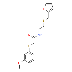 ChemSpider 2D Image | N-{2-[(2-furylmethyl)thio]ethyl}-2-[(3-methoxyphenyl)thio]acetamide | C16H19NO3S2