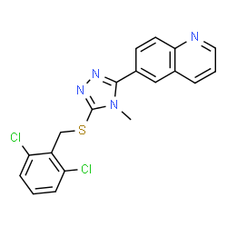 ChemSpider 2D Image | 6-{5-[(2,6-dichlorobenzyl)thio]-4-methyl-4H-1,2,4-triazol-3-yl}quinoline | C19H14Cl2N4S