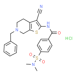 ChemSpider 2D Image | N-(6-Benzyl-3-cyano-4,5,6,7-tetrahydrothieno[2,3-c]pyridin-2-yl)-4-(dimethylsulfamoyl)benzamide hydrochloride (1:1) | C24H25ClN4O3S2
