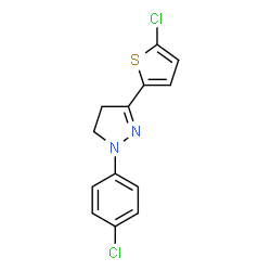 ChemSpider 2D Image | 1-(4-Chlorophenyl)-3-(5-chloro-2-thienyl)-4,5-dihydro-1H-pyrazole | C13H10Cl2N2S