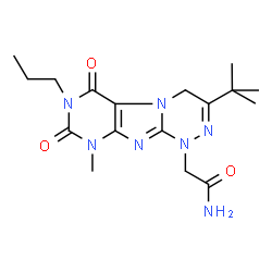 ChemSpider 2D Image | 2-[9-Methyl-3-(2-methyl-2-propanyl)-6,8-dioxo-7-propyl-6,7,8,9-tetrahydro[1,2,4]triazino[3,4-f]purin-1(4H)-yl]acetamide | C17H25N7O3