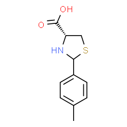 ChemSpider 2D Image | (4R)-2-(4-Methylphenyl)-1,3-thiazolidine-4-carboxylic acid | C11H13NO2S