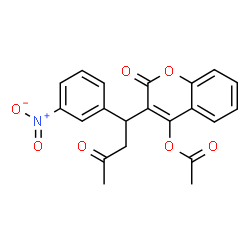 ChemSpider 2D Image | 3-[1-(3-Nitrophenyl)-3-oxobutyl]-2-oxo-2H-chromen-4-yl acetate | C21H17NO7