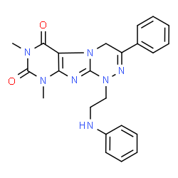 ChemSpider 2D Image | 1-(2-Anilinoethyl)-7,9-dimethyl-3-phenyl-1,4-dihydro[1,2,4]triazino[3,4-f]purine-6,8(7H,9H)-dione | C23H23N7O2