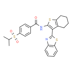 ChemSpider 2D Image | N-[3-(1,3-Benzothiazol-2-yl)-4,5,6,7-tetrahydro-1-benzothiophen-2-yl]-4-(isopropylsulfonyl)benzamide | C25H24N2O3S3