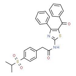 ChemSpider 2D Image | N-(5-Benzoyl-4-phenyl-1,3-thiazol-2-yl)-2-[4-(isopropylsulfonyl)phenyl]acetamide | C27H24N2O4S2