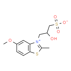 ChemSpider 2D Image | 2-Hydroxy-3-(5-methoxy-2-methyl-1,3-benzothiazol-3-ium-3-yl)-1-propanesulfonate | C12H15NO5S2