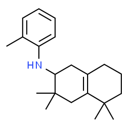 ChemSpider 2D Image | 3,3,5,5-Tetramethyl-N-(2-methylphenyl)-1,2,3,4,5,6,7,8-octahydro-2-naphthalenamine | C21H31N