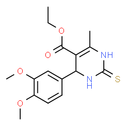 ChemSpider 2D Image | Ethyl 4-(3,4-dimethoxyphenyl)-6-methyl-2-sulfanyl-1,4-dihydropyrimidine-5-carboxylate | C16H20N2O4S
