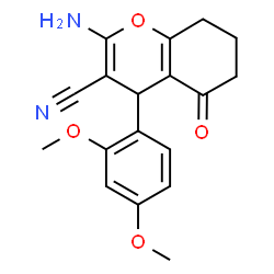 ChemSpider 2D Image | 2-Amino-4-(2,4-dimethoxyphenyl)-5-oxo-5,6,7,8-tetrahydro-4H-chromene-3-carbonitrile | C18H18N2O4