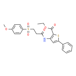 ChemSpider 2D Image | Ethyl 3-({3-[(4-methoxyphenyl)sulfonyl]propanoyl}amino)-5-phenyl-2-thiophenecarboxylate | C23H23NO6S2