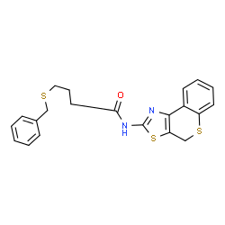 ChemSpider 2D Image | 4-(Benzylsulfanyl)-N-(4H-thiochromeno[4,3-d][1,3]thiazol-2-yl)butanamide | C21H20N2OS3