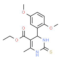 ChemSpider 2D Image | Ethyl 4-(2,5-dimethoxyphenyl)-6-methyl-2-thioxo-1,2,3,4-tetrahydro-5-pyrimidinecarboxylate | C16H20N2O4S