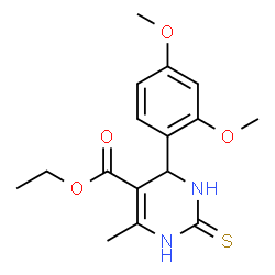 ChemSpider 2D Image | Ethyl 4-(2,4-dimethoxyphenyl)-6-methyl-2-thioxo-1,2,3,4-tetrahydro-5-pyrimidinecarboxylate | C16H20N2O4S