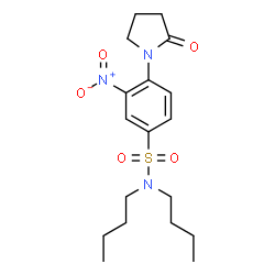 ChemSpider 2D Image | N,N-Dibutyl-3-nitro-4-(2-oxo-1-pyrrolidinyl)benzenesulfonamide | C18H27N3O5S