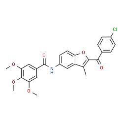 ChemSpider 2D Image | N-[2-(4-Chlorobenzoyl)-3-methyl-1-benzofuran-5-yl]-3,4,5-trimethoxybenzamide | C26H22ClNO6