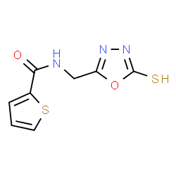 ChemSpider 2D Image | N-[(5-Thioxo-4,5-dihydro-1,3,4-oxadiazol-2-yl)methyl]-2-thiophenecarboxamide | C8H7N3O2S2